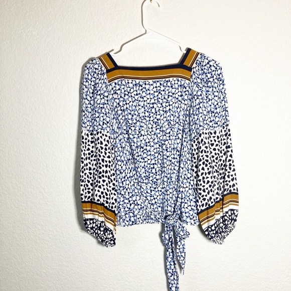 Anthro 🔥SALE🔥Maeve navy print top XSmall oversized New - Picture 1 of 6